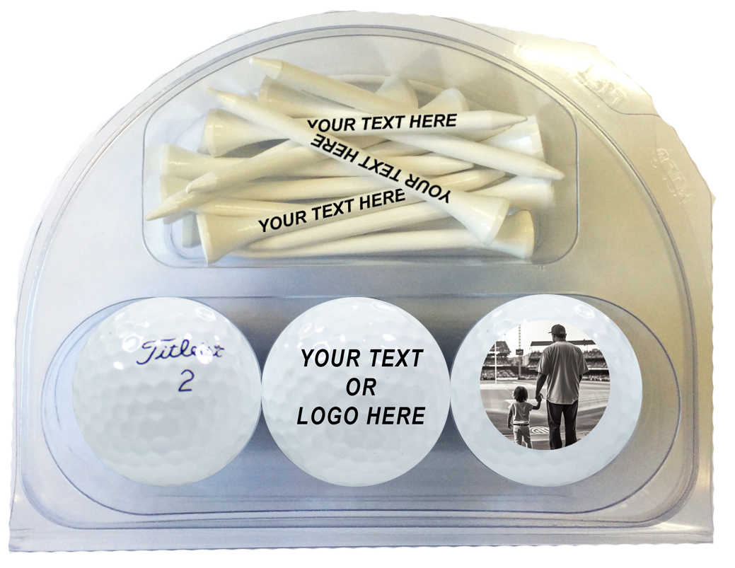 3 Personalized Refinished Pro V1 Golf Balls and 15 Father's Day Tees