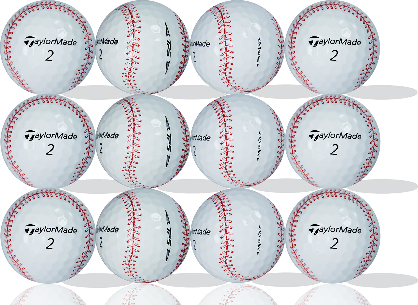 <span style="color:#d41b27;">Refinished Taylormade</span> TP5 Baseball 12 Pack