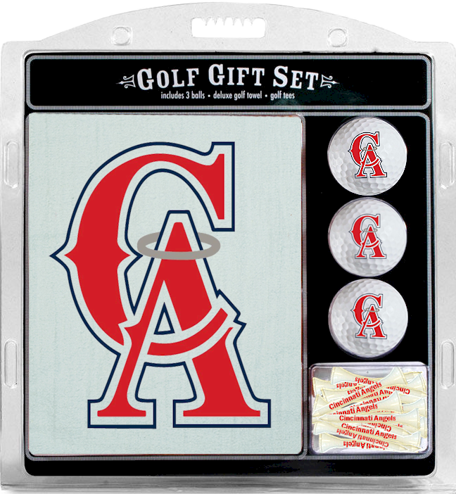 1 Custom Golf Towel w/ 3 <span style="color:#d41b27;">White Golf Ball</span> Golf Balls and 15 Tees