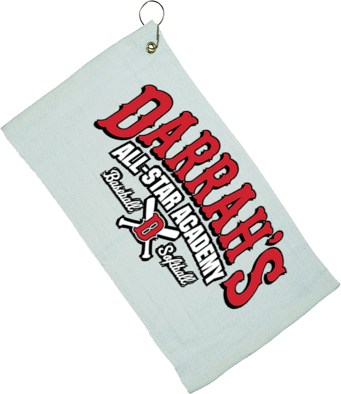 1 Custom Golf Towel w/ 3 <span style="color:#d41b27;">White Golf Ball</span> Golf Balls and 15 Tees
