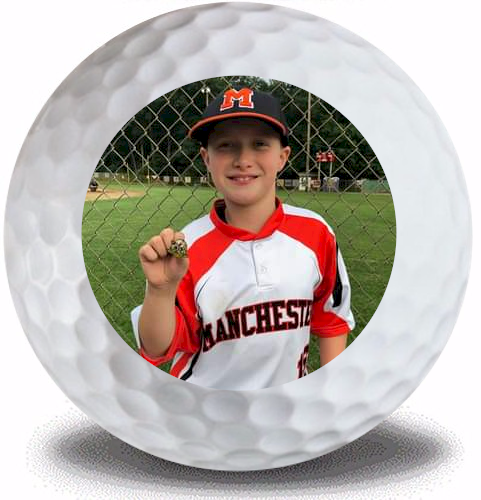 1 Custom Golf Towel w/ 3 <span style="color:#d41b27;">White Golf Ball</span> Golf Balls and 15 Tees