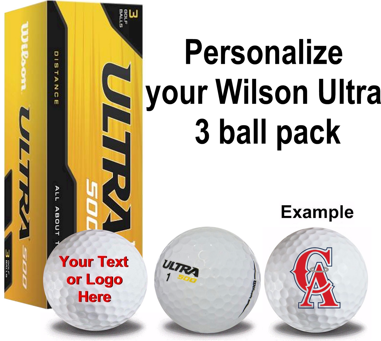 1 Custom Golf Towel w/ 3 Wilson Ultra Golf Balls and 15 Tees