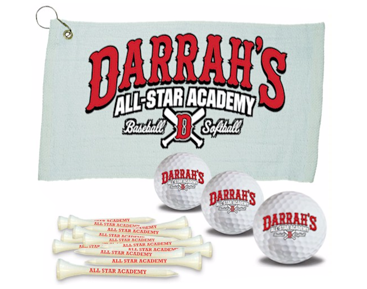 Custom Towel with Golf Balls and Personalized Tees