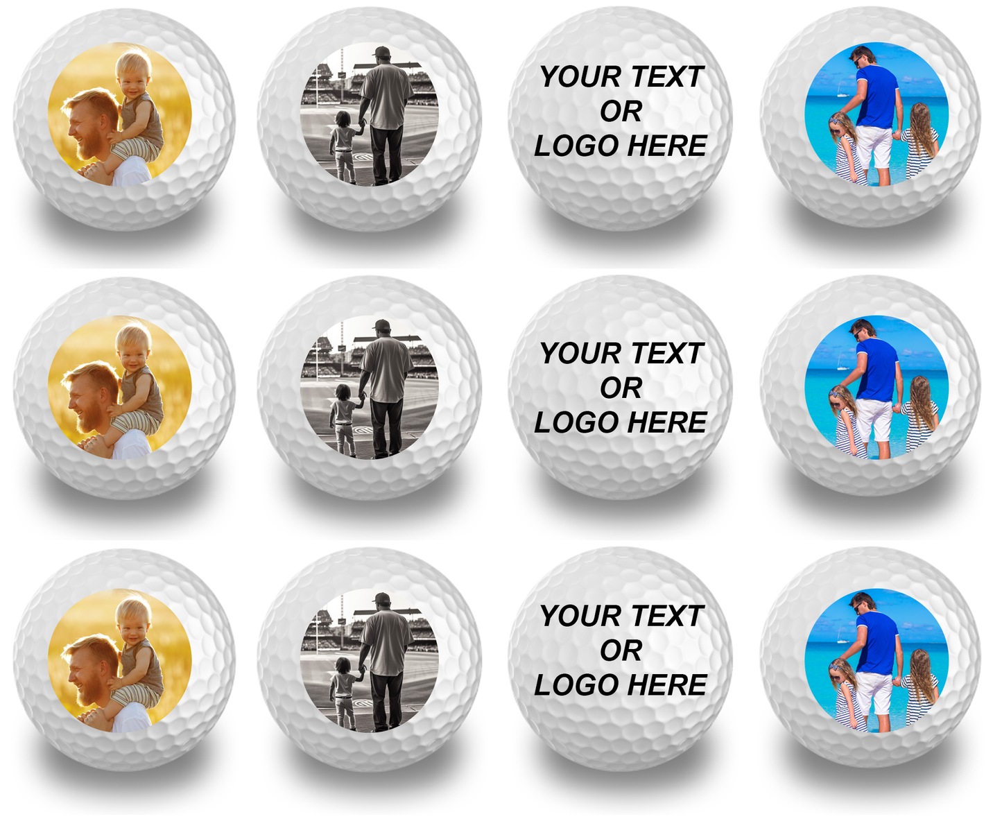 1 Dozen Personalized White Golf Balls/ Father's Day