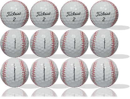<span style="color:#d41b27;">Refinished Titleist</span> ProV1 Baseball 12 Pack