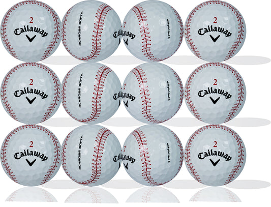 <span style="color:#d41b27;">Refinished Callaway</span> Chrome Soft Baseball 12 Pack