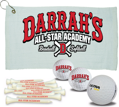 1 Custom Golf Towel w/ 3 Wilson Ultra Golf Balls and 15 Tees