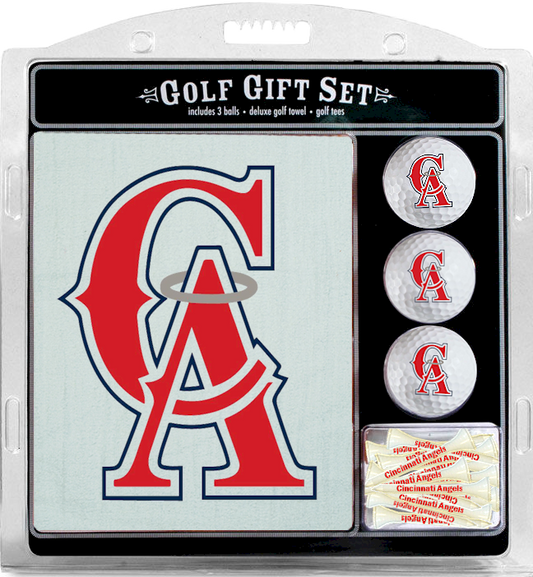 1 Custom Golf Towel w/ 3 <span style="color:#d41b27;">White Golf Ball</span> Golf Balls and 15 Tees