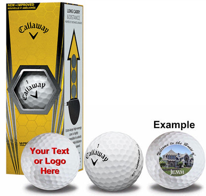 1 Custom Golf Towel w/ 3 <span style="color:#d41b27;">Callaway Warbird Golf Balls</span> and 15 Tees